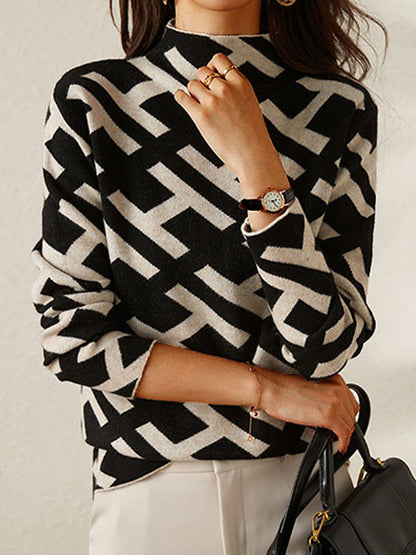 Noelle | Modern Patterned Turtleneck