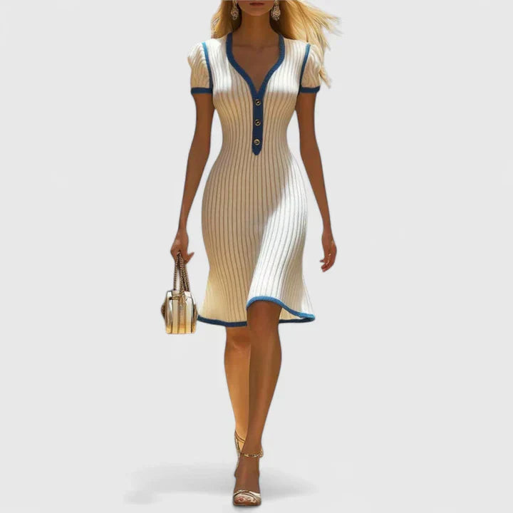 Evangeline | Modern Contrast Midi Dress