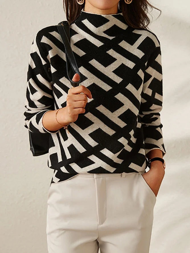 Noelle | Modern Patterned Turtleneck