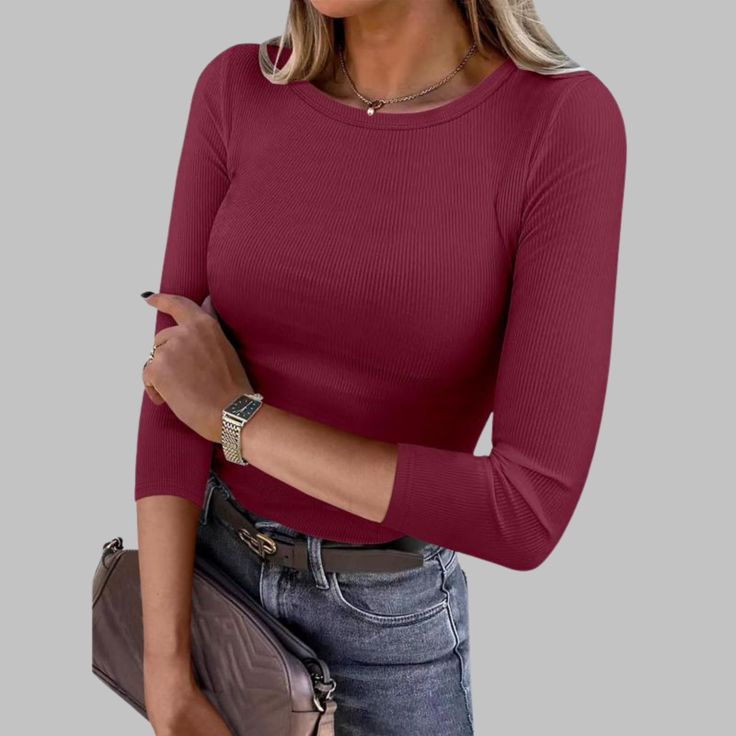 Davina | Casual Crewneck Slim-Fit Top