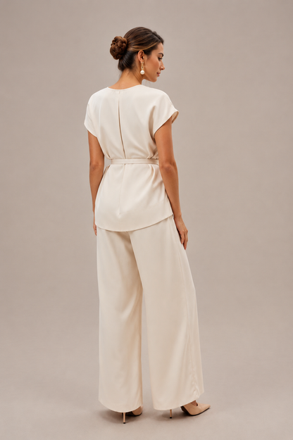 Florence | Short Sleeve Knotted Top & Wide-Leg Trousers Set