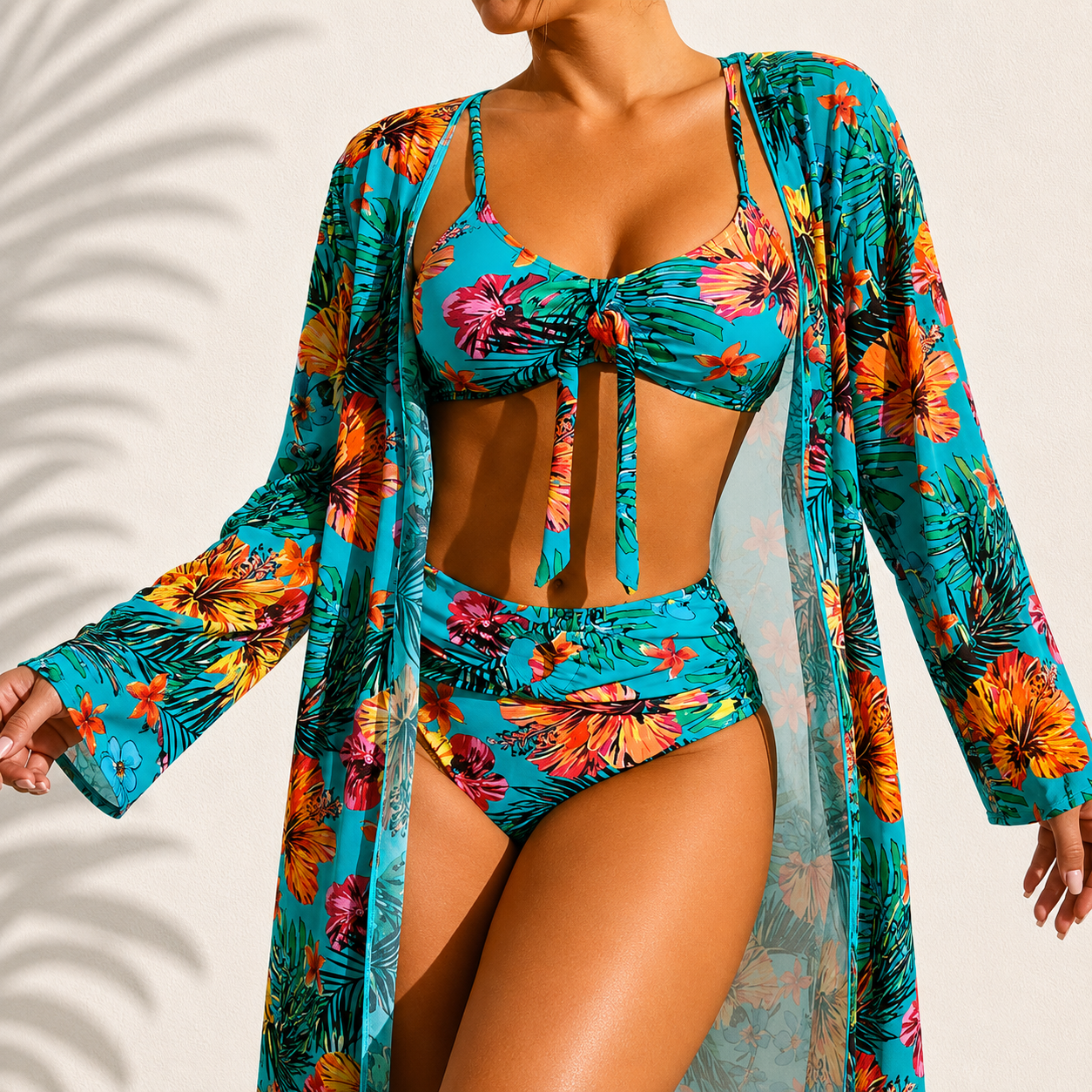 Jade | Elegant 3-Piece Tropical Bikini