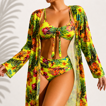 Jade | Elegant 3-Piece Tropical Bikini