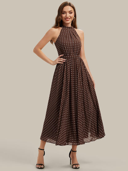 Halterneck and Polka Dot Chiffon Skirt