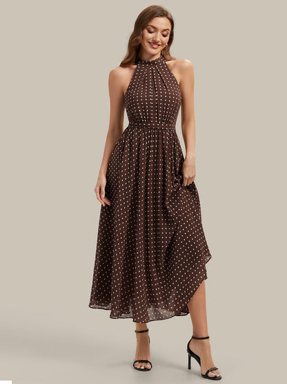 Halterneck and Polka Dot Chiffon Skirt