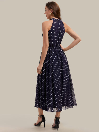 Halterneck and Polka Dot Chiffon Skirt
