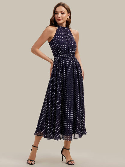 Halterneck and Polka Dot Chiffon Skirt