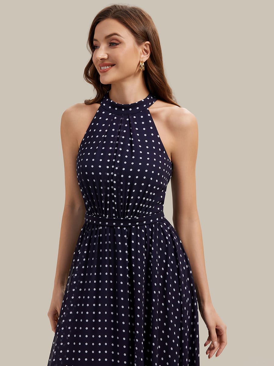 Halterneck and Polka Dot Chiffon Skirt