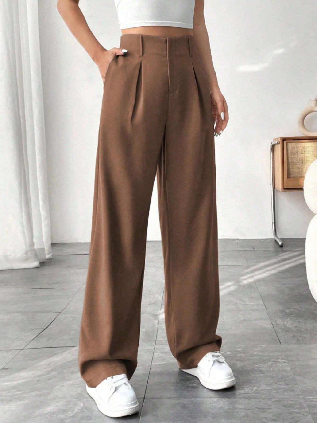 Belle | Elegant Pleated Wide-Leg Office Trouser