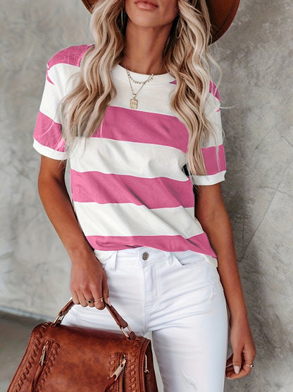 Kaela | Swobodny Klasyczny T-Shirt w Paski