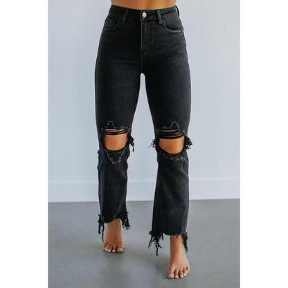 Tayla | Casualowe Sprane Jeansy Slim Fit z Przetarciami