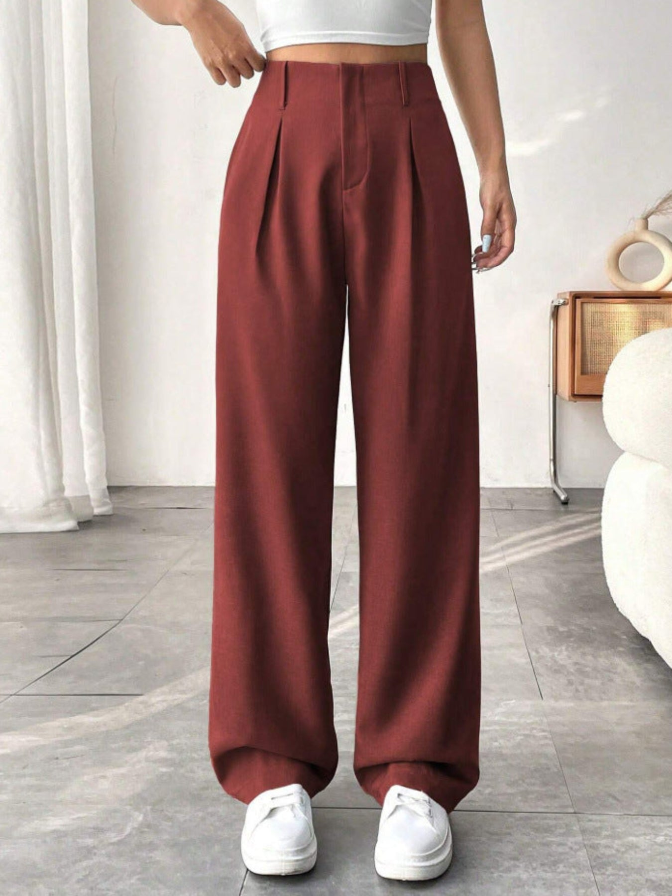 Belle | Elegant Pleated Wide-Leg Office Trouser
