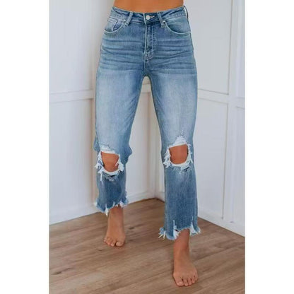 Tayla | Casualowe Sprane Jeansy Slim Fit z Przetarciami
