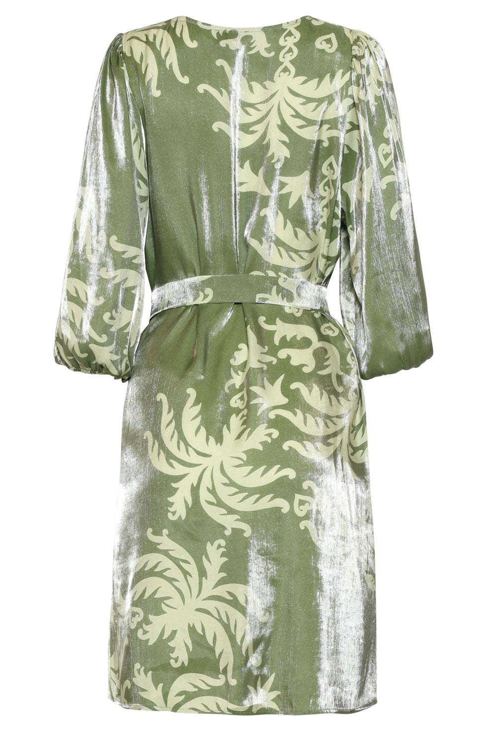 Amy | Olive Green Palm Print Dress