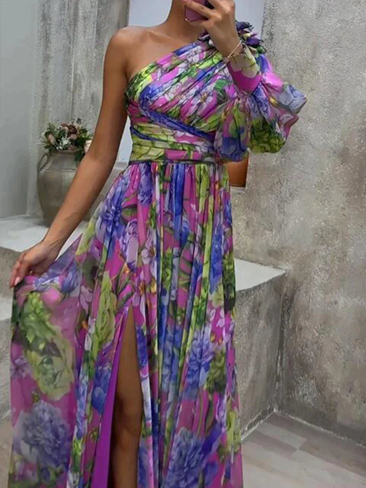 Cecilia – One-Shoulder Floral Maxi Dress