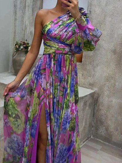 Cecilia – One-Shoulder Floral Maxi Dress