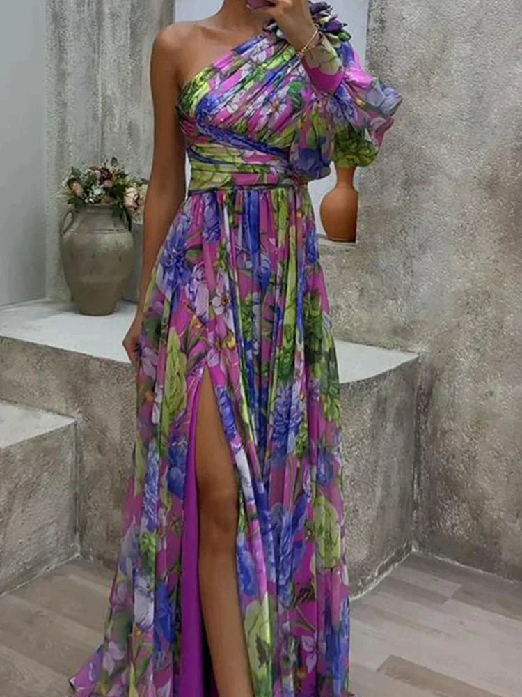Cecilia – One-Shoulder Floral Maxi Dress