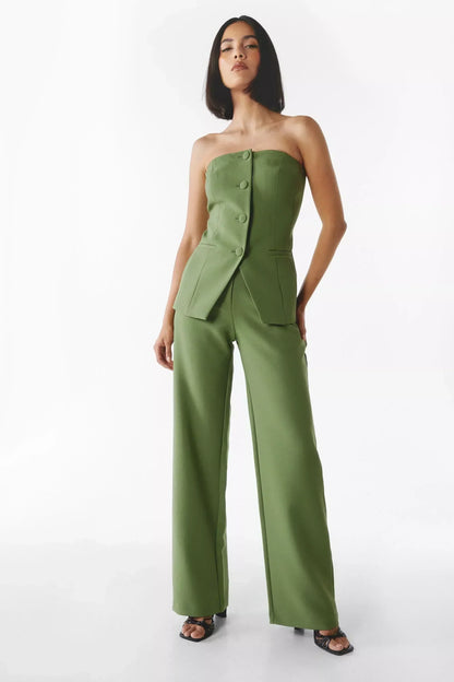 Bria | Strapless Buttoned Two-Piece Set