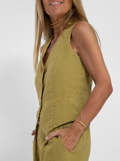 Aira | Buttoned Vest & Wide-Leg Trousers Set