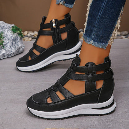 Charlotte | Zipper Design Wedge Sandals